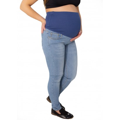 Джинсы для беременных с высоким животом Голубые